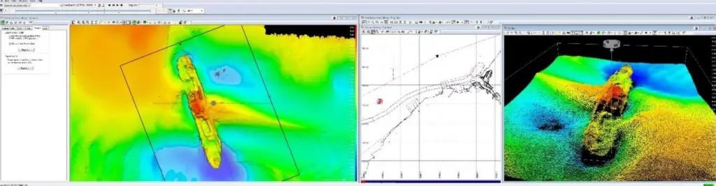Teledyne PDS is used for processing the data and the initial stage of charting before exporting to AutoCAD