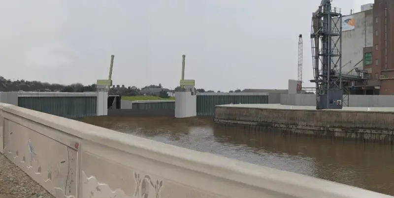 Boston Barrier looking upstream past Haven flood defences