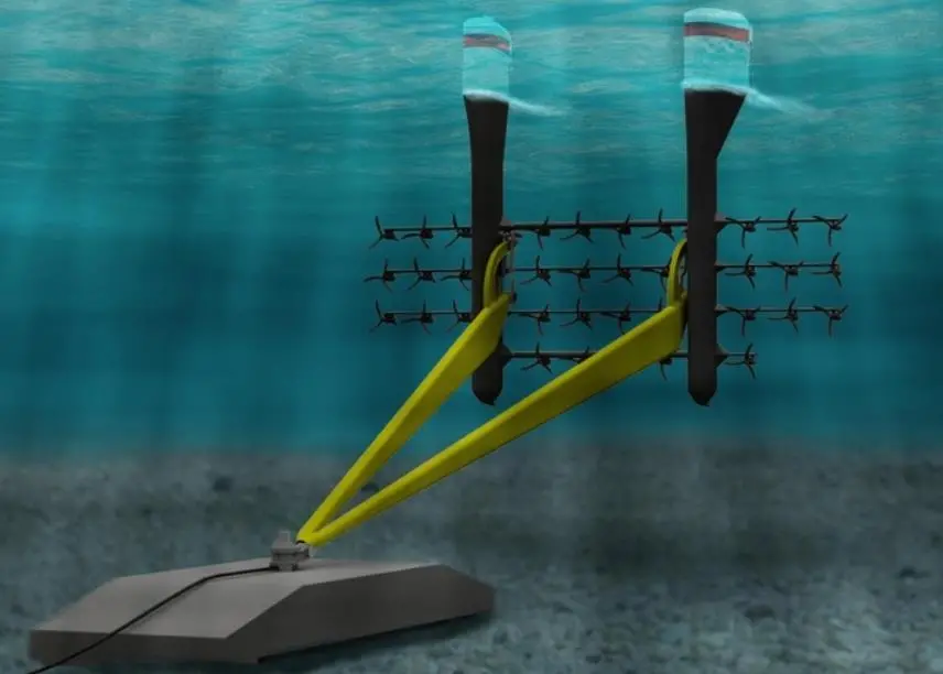 A TRITON device showing its requirement for multiple Schottel In-stream Turbines.
