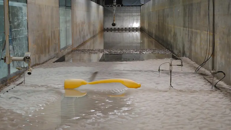 HR Wallingford has been testing a 1:1 scale model WWII bomb at its Fast Flow Facility