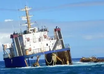 The RoRo vessel 'Sirena' broke in two following grounding (Photo: Koole Mammoet)