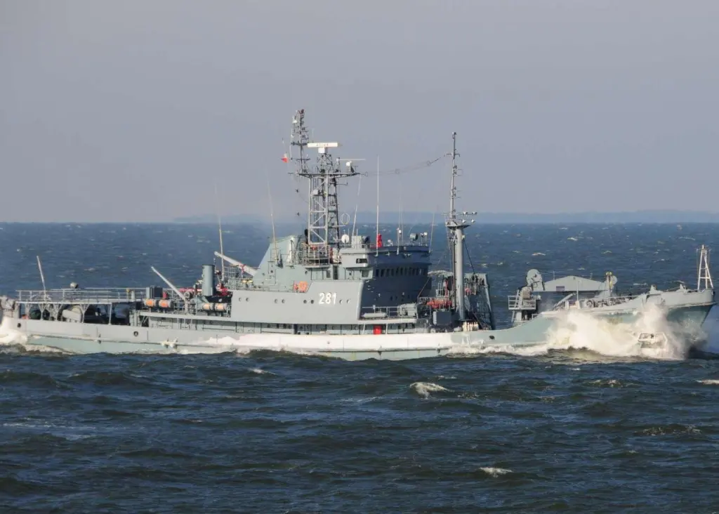 'ORP Piast' is undergoing an upgrade at the Nauta Shipyard in Gdynia including the installation of a SeaBat T50-R Photo: Mr Marian Kluczynski