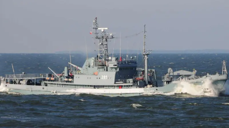 'ORP Piast' is undergoing an upgrade at the Nauta Shipyard in Gdynia including the installation of a SeaBat T50-R Photo: Mr Marian Kluczynski