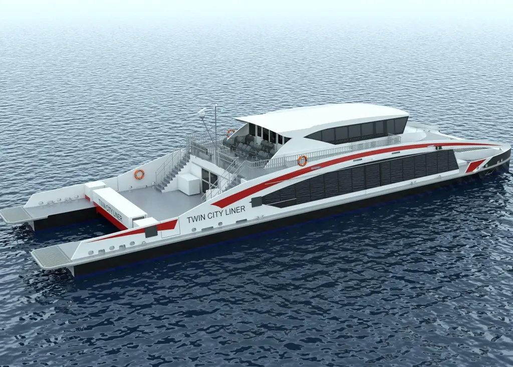 Incat's low wash fast ferry for the Danube has a hull form designed especially for restricted waters