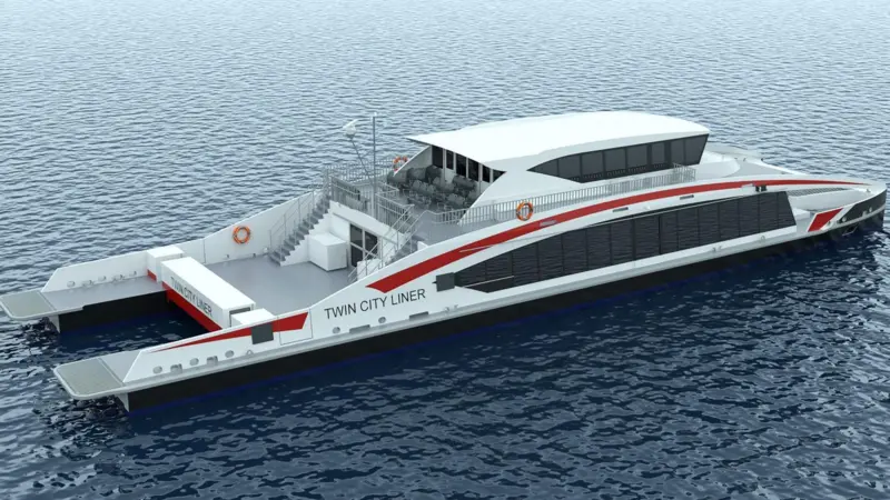 Incat's low wash fast ferry for the Danube has a hull form designed especially for restricted waters