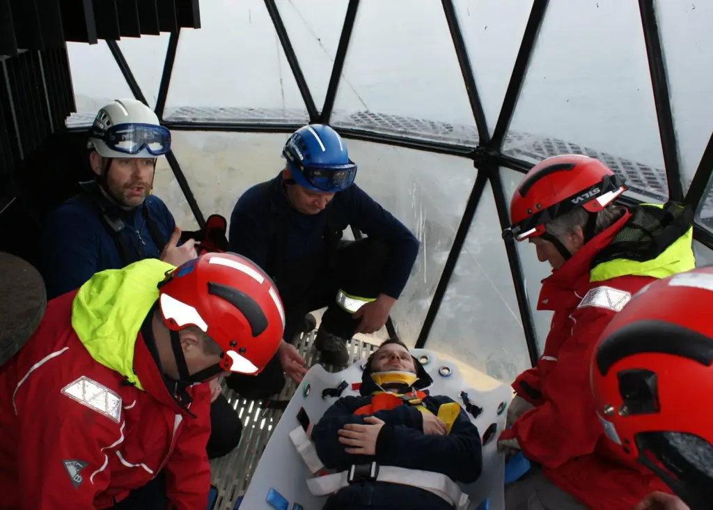 The training exercise took place at Eilean Glas Lighthouse in the Outer Hebrides and involved a Search and Rescue aircraft with HMCG and NLB rescue teams