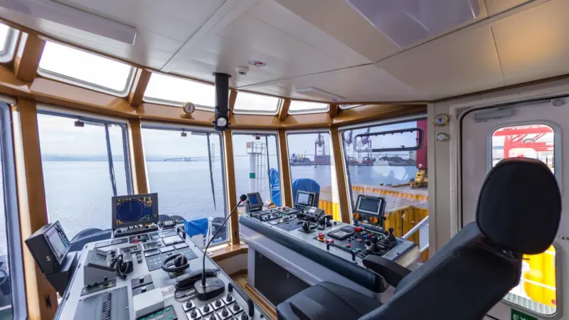 Wheelhouse monitors are placed low down to aid visibility (Med Marine)