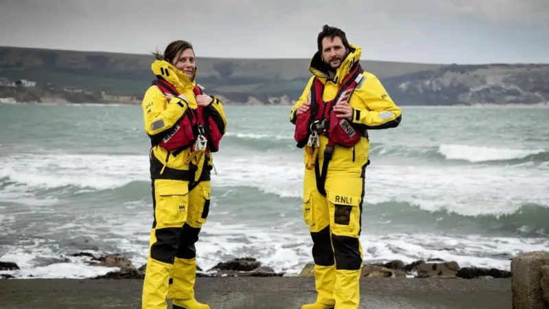 Swanage RNLI volunteers in the new Helly Hansen kit