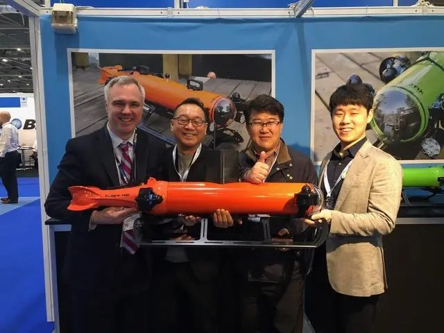 The KIGAM team with Ted Curley, holding their new Integra AUV-ROV
