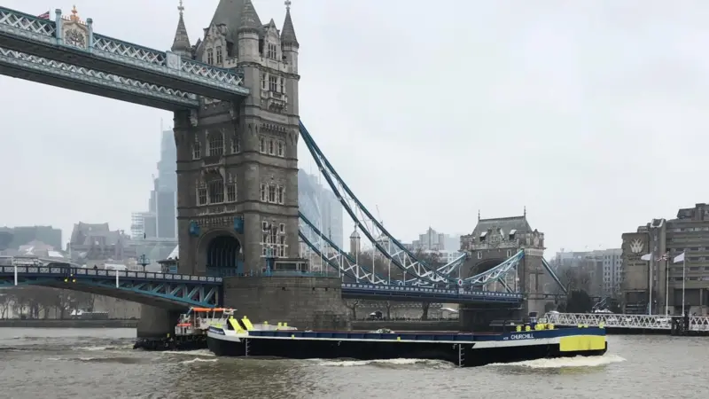 'Churchill's inaugural trip through Tower Bridge, March 18