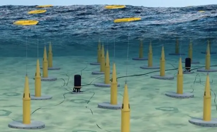 Seabased WEC S2.7 array, designed to efficiently extract power from swell waves of 1-to-3 metres high