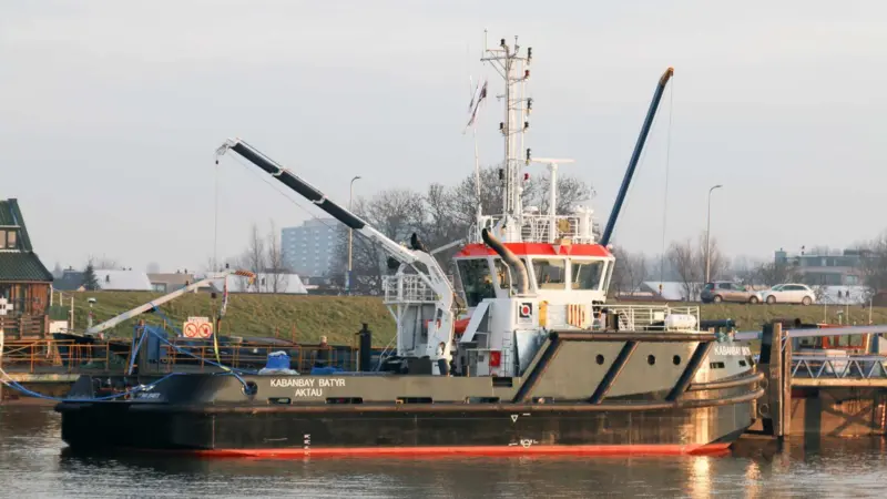 'Kabanbay Batyr' preparing for its delivery voyage at Capelle aan den Ijssel (Peter Barker)