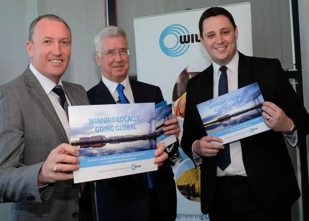 Left to right, Wilton Engineering chief executive, Bill Scott, Sir Michael Fallon and Tees Valley Mayor, Ben Houchen