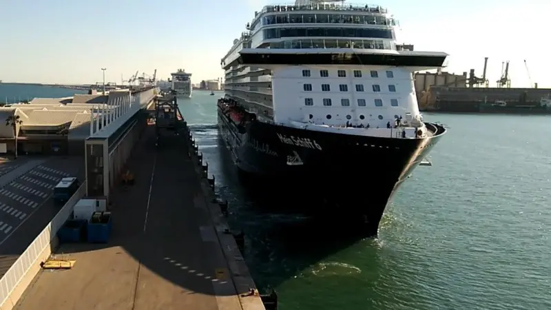 Still from vídeo of 'Mein Schiff 6' air testing 17 April 2018 in Barcelona
