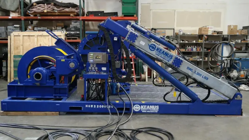 The fully integrated system was designed and built to launch and recover a free-flying ROV