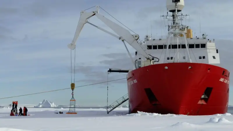 The Royal Research Ship (RRS) 'James Clark Ross' will transport the scientific team to the Fram Strait Region