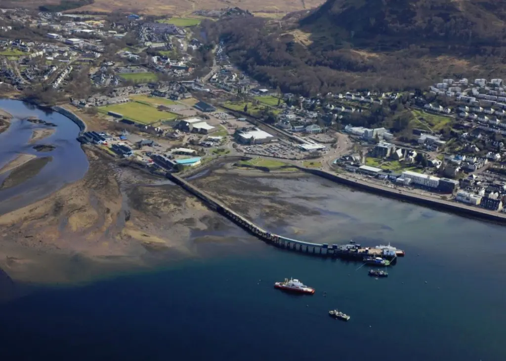 Aerial view of The Underwater Centre and Loch Linnhe