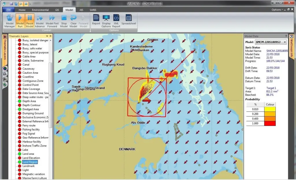 Screenshot from BMT's SARIS software