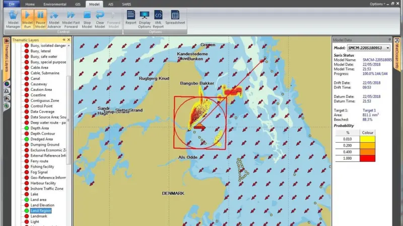 Screenshot from BMT's SARIS software