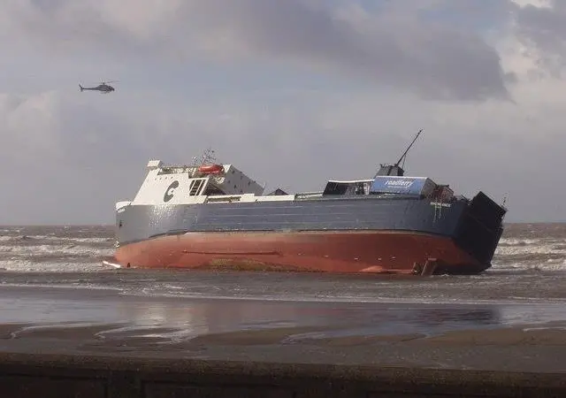 ‘MS Riverdance’ beached at Blackpool. Photo: Susan Noble
