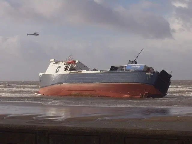 ‘MS Riverdance’ beached at Blackpool. Photo: Susan Noble