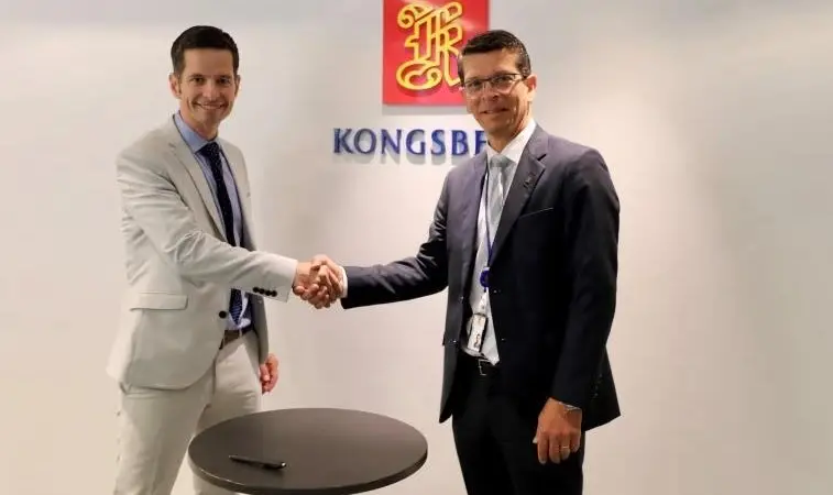 Kongsberg CEO Geir Håøy (right) and Tristan Halford-Maw, Deputy Director, M&A Rolls-Royce