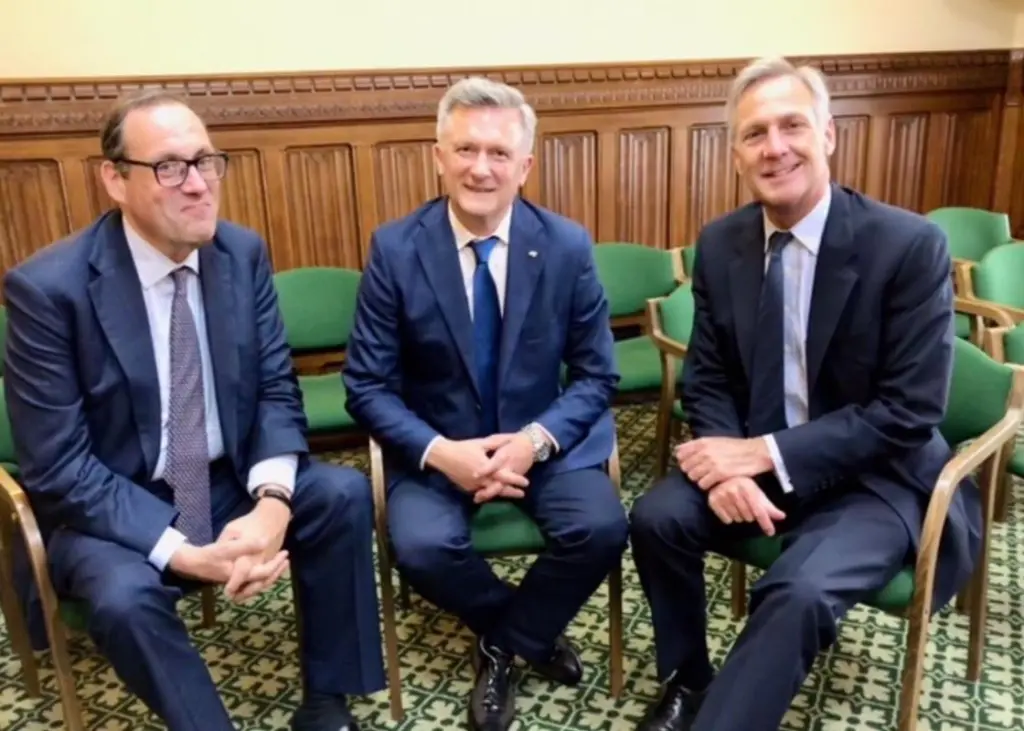 L-R Business and Industry Minister Richard Harrington, Inter Marine Group President Slawomir Kalicki and South Dorset MP Richard Drax (Photo:Polaris Media)