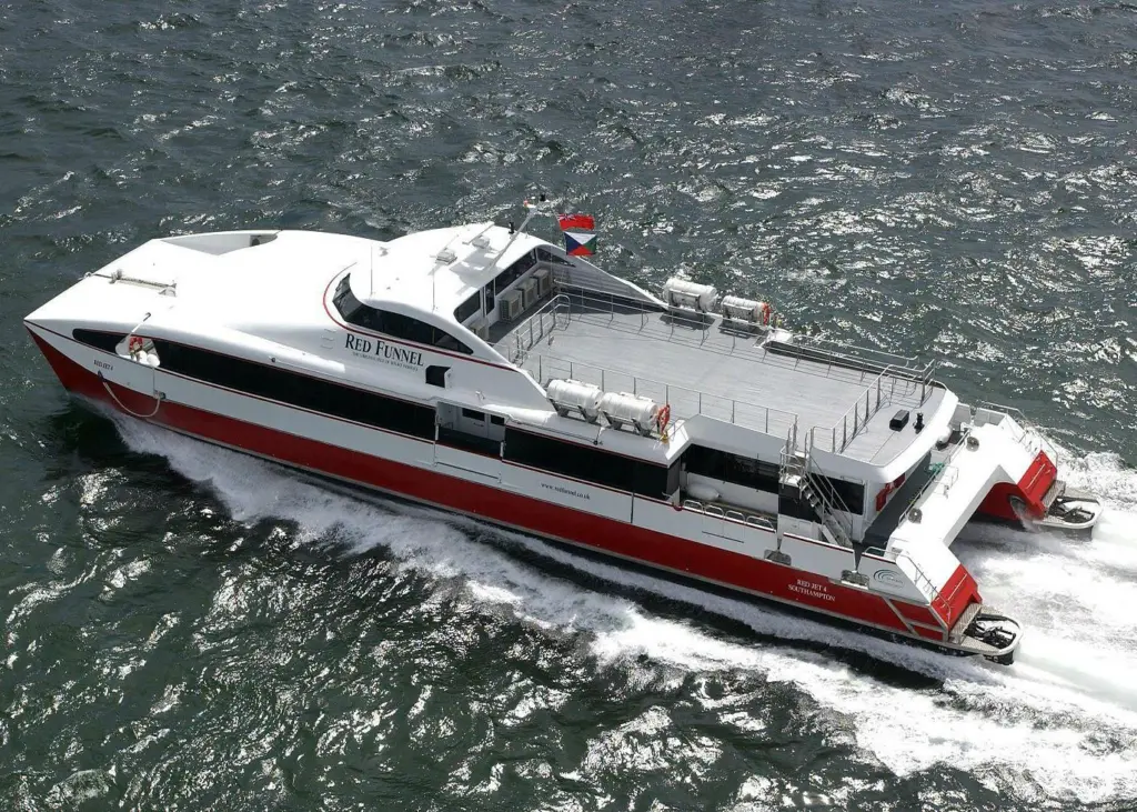 Like its sister vessels, Red Jet 7 uses waterjets rather than propellers to aid manoeuvrability (pictured Red Jet 4) Photo: Red Funnel