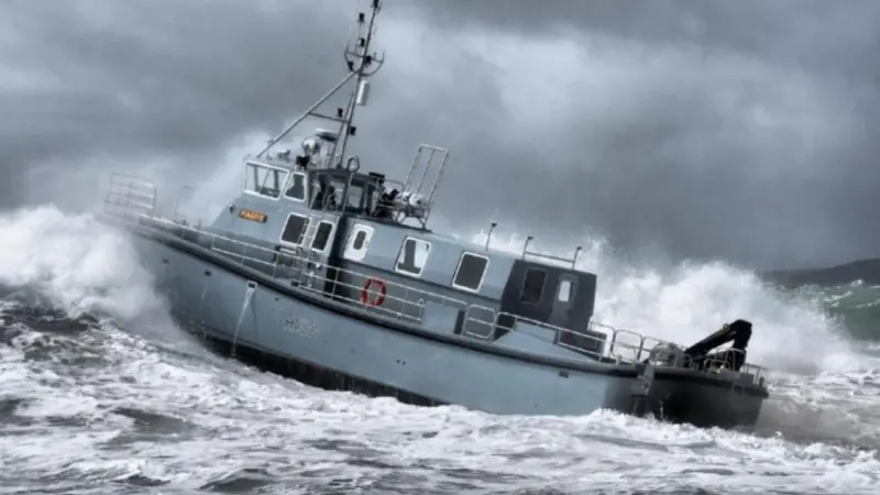 'HMS Magpie' in rough water trials off Ireland's Atlantic coast