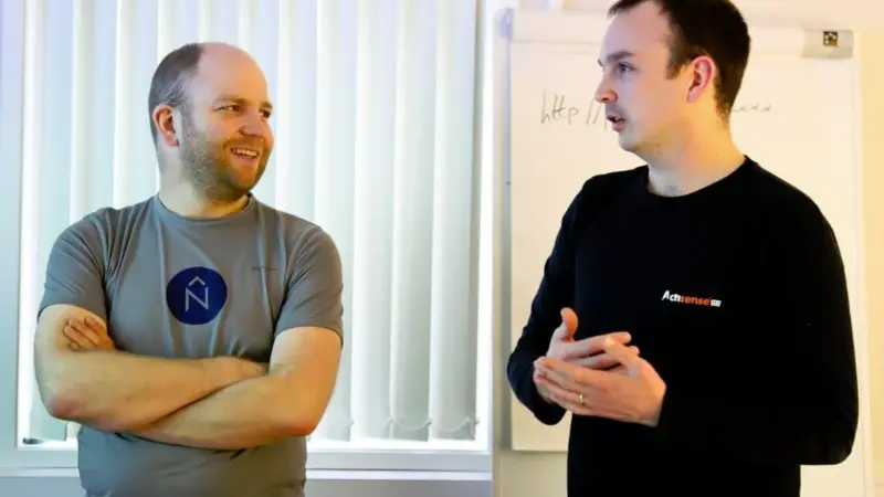 L-R Piotr Cywinski, Senior Engineer at Navinord & Owen Vachell,  Actisense Technical Support Engineer and Training Coordinator