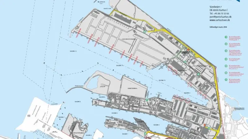 Map of current facilities at Aarhus Havn
