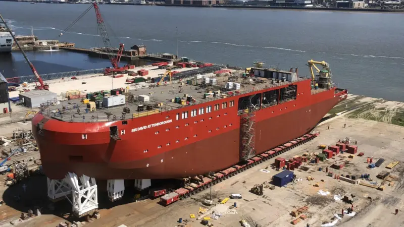 The ship was launched at Cammell Laird by Sir David Attenborough in July Photo: Intermarine