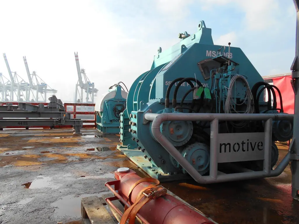 Motive’s kit sits on EuroWinches Rotterdam quayside facility ready for deployment. Photo: Motive Offshore Group