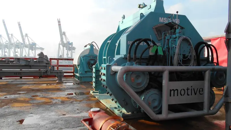 Motive’s kit sits on EuroWinches Rotterdam quayside facility ready for deployment. Photo: Motive Offshore Group