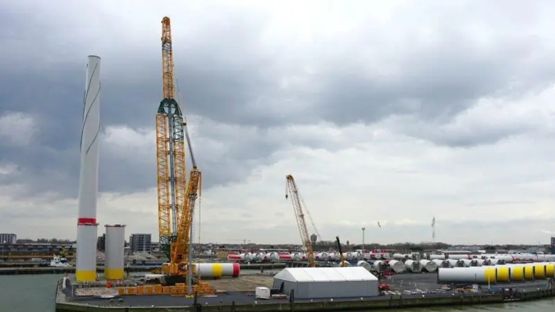 Oostende's Rebo terminal has seen the construction of 42 wind turbines for Siemens Rentel windfarm Photo: Rebo Oostende