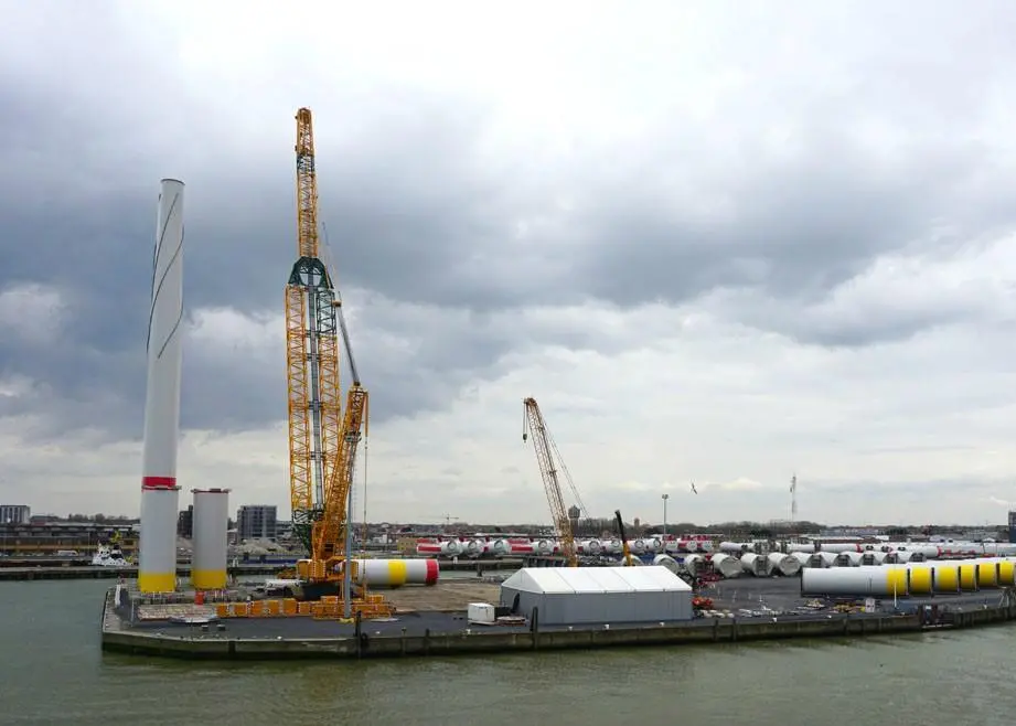 Oostende's Rebo terminal has seen the construction of 42 wind turbines for Siemens Rentel windfarm Photo: Rebo Oostende