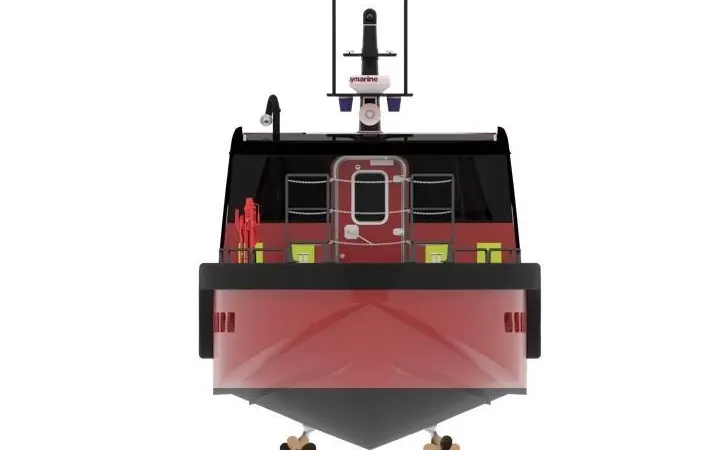The boat is equipped with IPS drives and a deep V-hull