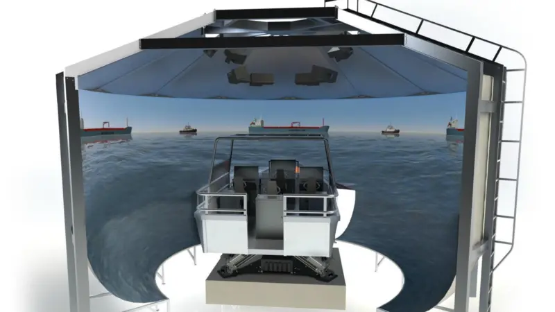 The simulator delivery to Singapore Police Coast Guard includes four high speed craft simulators replicating different boat types Photo: Kongsberg