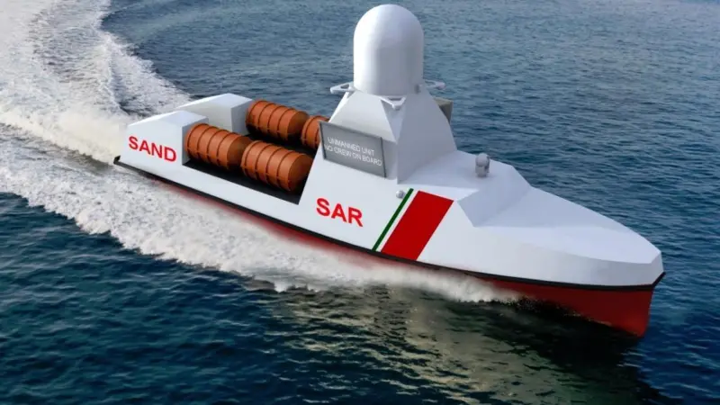 With a raised central superstructure the vessel is designed to be self-righting