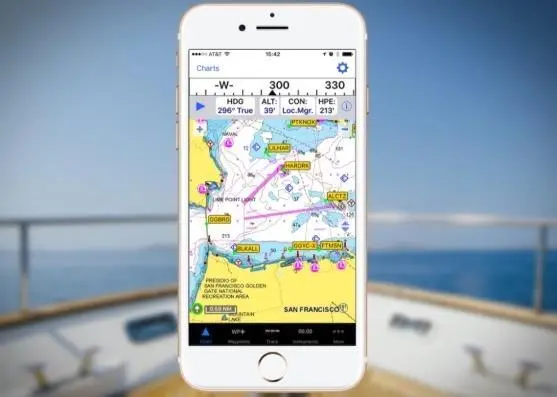 Mobile marine navigation app iNavX