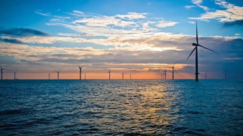 The London Array Wind Farm is a 175 turbine 630 MW Round 2 offshore wind farm located 20 km off the Kent coast in the outer Thames Estuary (Photo: London Array)
