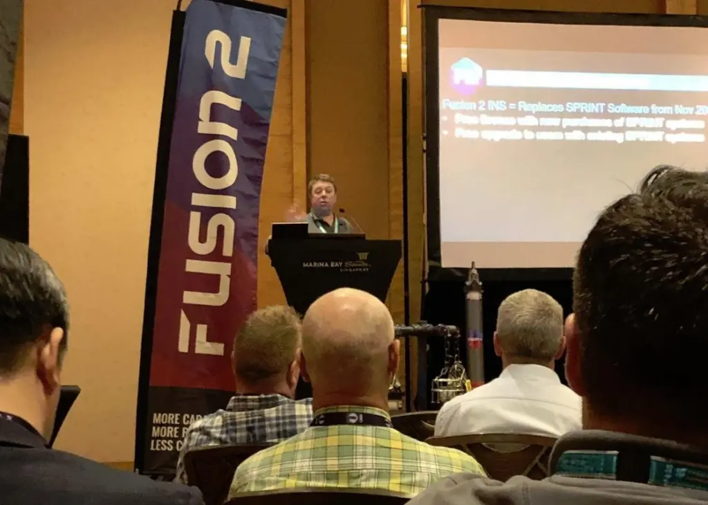 Edd Moller presents Fusion 2 on launch day during OSEA 2018 in Singapore