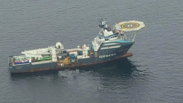 'Tidewater Enabler' acted as main vessel for the oil recovery operation (Eddy KennedyCBC)