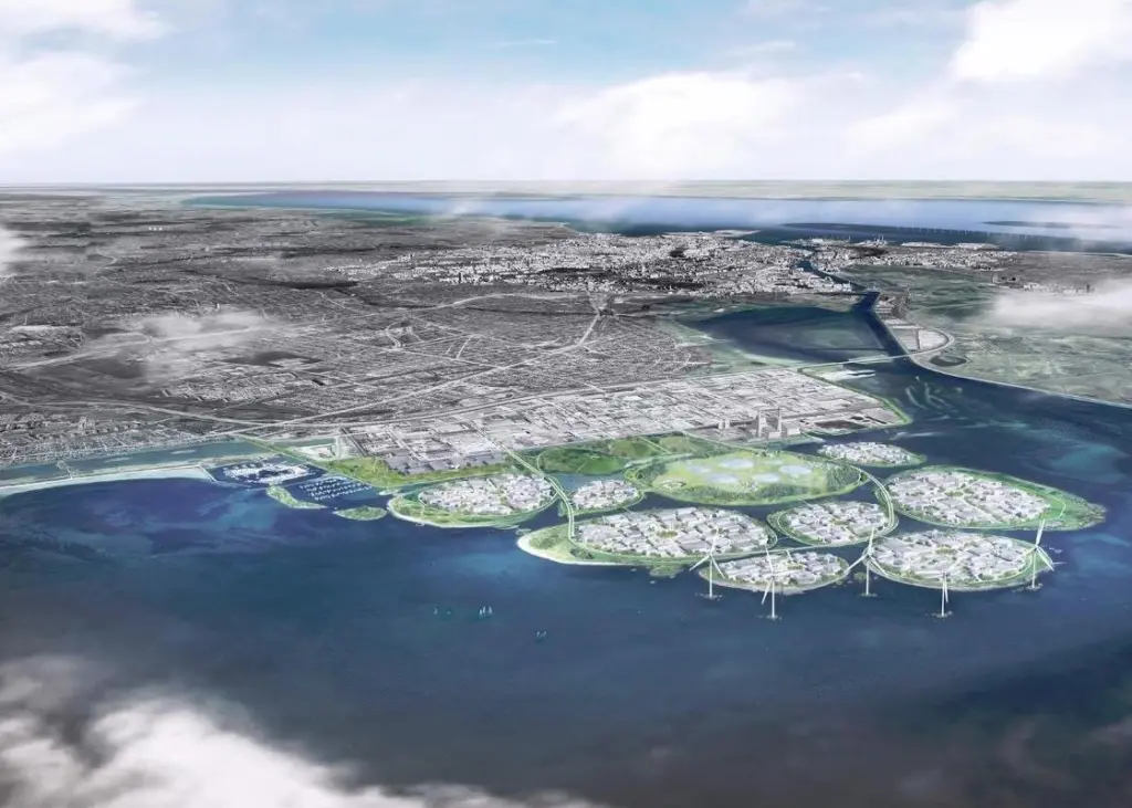 The 26 million cubic metres of material required to create the islands would largely come from waste material from other building sites with some being dredged from the sea