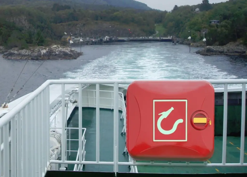 Jo Bird SOS 300 cabinet with tamper seal on ferry