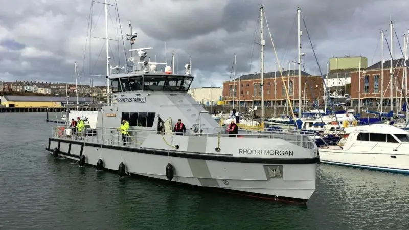 The ‘FPV Rhodri Morgan’ arriving at Milford Marina