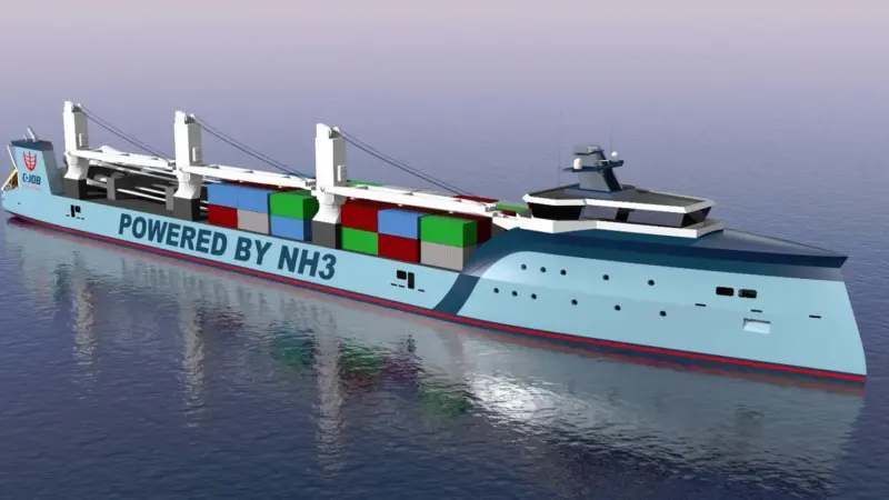 Naval architects C-Job has made a study of ammonia fuelled ships and developed designs for both cargo and passenger ships of the future
