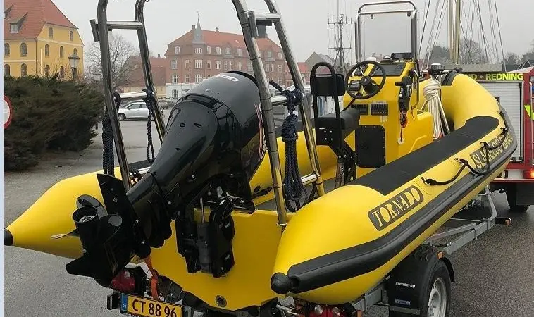 The 5.8 metre RIB is powered by a 100hp Suzuki four stroke outboard