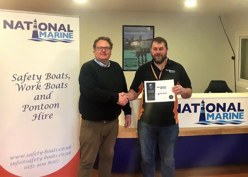 Jonas Pedersen (left) of Tuco with Jon Henshaw of National Marine