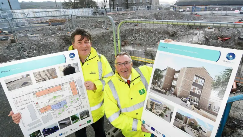 James Whitelock, head of Oceansgate Infrastructure, and council leader Tudor Evans onsite at Phase 2 of Oceansgate Photo: Plymouth City Council